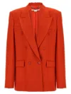 Stella Mccartney Double-breasted Wool Flannel Blazer With Peak Lapels In Red