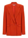 Stella Mccartney Double-breasted Wool Flannel Blazer With Peak Lapels In Red