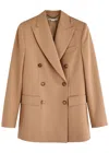 Stella Mccartney Striped Double-breasted Blazer In Beige