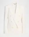 Stella Mccartney Double-breasted Wool Canvas Tuxedo Blazer In White