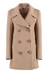 Stella Mccartney Double-breasted Wool Coat In Brown