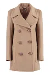 Stella Mccartney Double-breasted Wool Coat In Brown