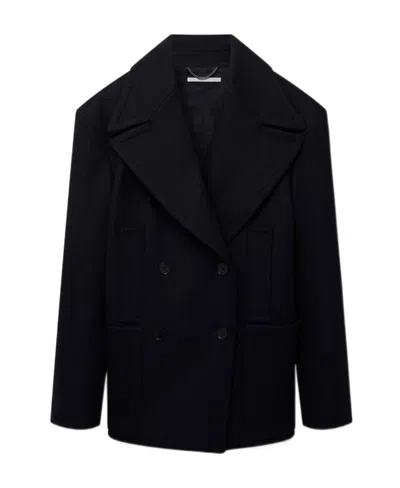 Stella Mccartney Double-breasted Wool Coat In Black