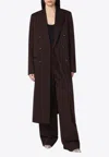 Stella Mccartney Long Length Double-breasted Wool Coat In Brown