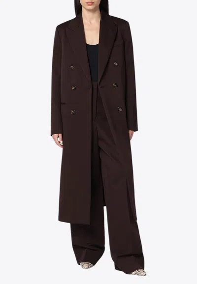 Stella Mccartney Double-breasted Wool Coat In Brown