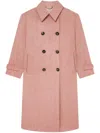 Stella Mccartney Double Breasted Long Coat In Pink