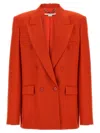 Stella Mccartney Double-breasted Wool Flannel Blazer With Peak Lapels In Red