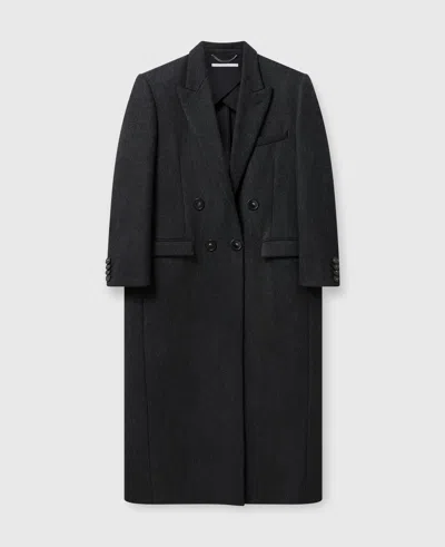 Stella Mccartney Double Breasted Wool Long Coat In Concrete