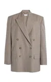 Stella Mccartney Double-breasted Wool Melange Blazer In Grey
