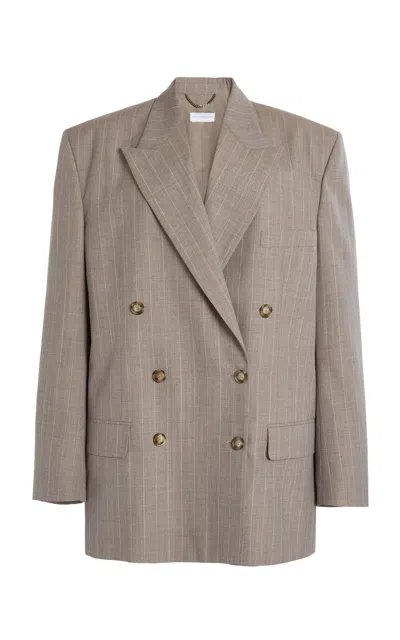 Stella Mccartney Double-breasted Wool Melange Blazer In Grey