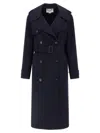 Stella Mccartney Double-breasted Wool Trench Coat Coats And Trench Coats Blue In Blue