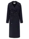 Stella Mccartney Double-breasted Wool Trench Coat Coats And Trench Coats Blue In Blue