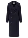 Stella Mccartney Double-breasted Wool Trench Coat Coats And Trench Coats Blue In Blue