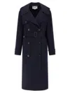 Stella Mccartney Double-breasted Wool Trench Coat In Black