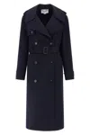 Stella Mccartney Double-breasted Wool Trench Coat In Blue