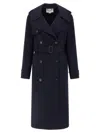 Stella Mccartney Double-breasted Wool Trench Coat Coats And Trench Coats Blue In Blue