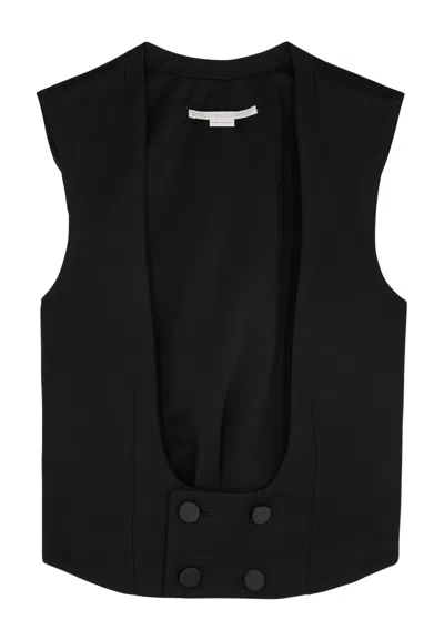 Stella Mccartney Double-breasted Wool Tuxedo Waistcoat In Black