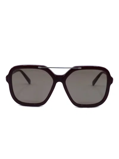 Stella Mccartney Double-bridge Square-frame Sunglasses In Brown