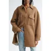 Stella Mccartney Felted Wool Oversize Utility Shirt Jacket In Brown