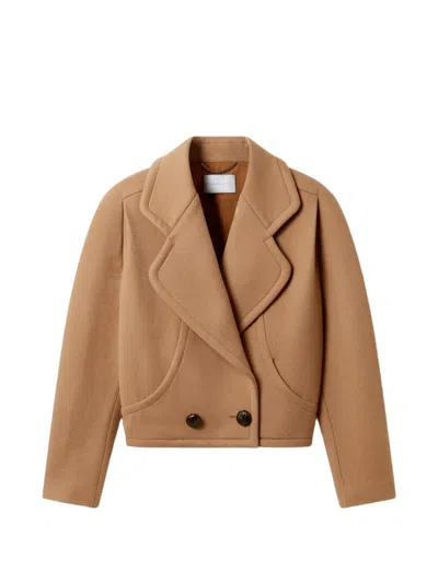 Stella Mccartney Double-breasted Cropped Coat In Brown