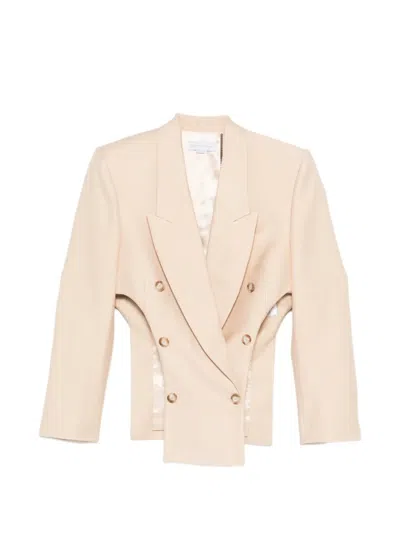 Stella Mccartney Double-breasted Cut-out Blazer In Neutral