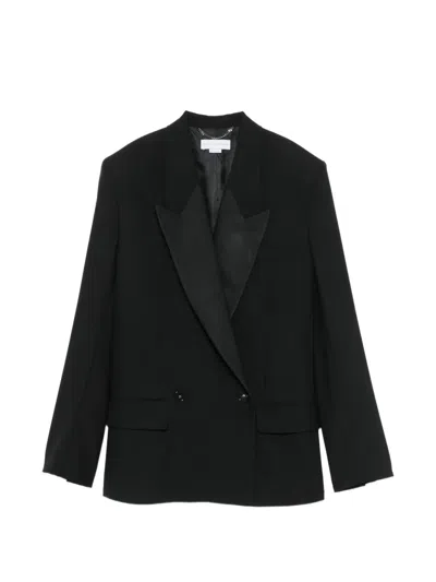 Stella Mccartney Double-breasted Peak-lapels Blazer In Black