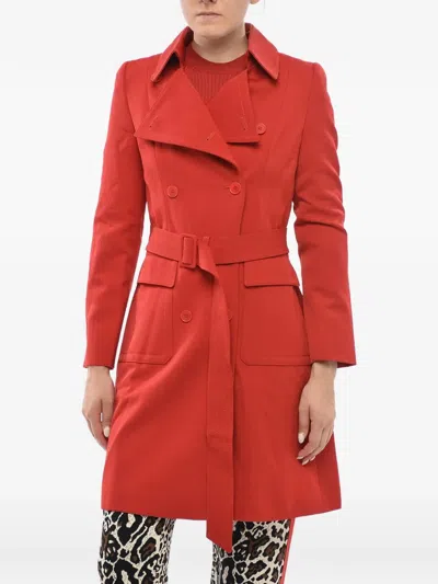 Stella Mccartney Double-breasted Trench Coat In Red
