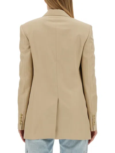 Stella Mccartney Double-breasted Viscose Blazer In Beige