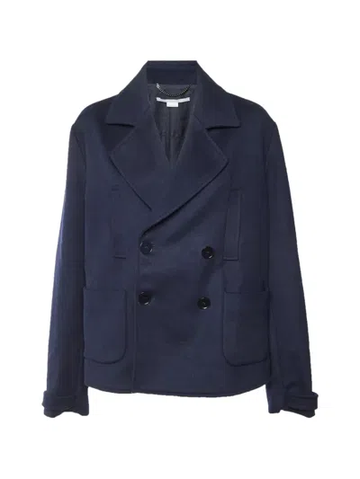 Pre-owned Stella Mccartney Double-breasted Wool Coat In Blue