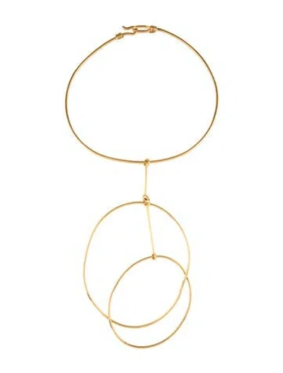 Pre-owned Stella Mccartney Double-circles Collar Pendant Necklace, 17.25" In Multicolor
