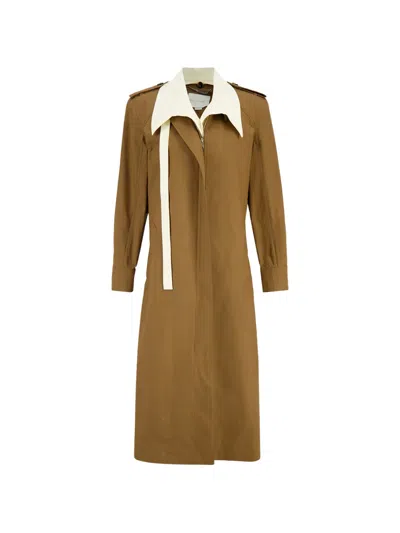 Stella Mccartney Double-layer Washed-cotton Trench Coat In Brown