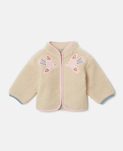 Stella Mccartney Babies' Dove Embroidered Fleece In Nude