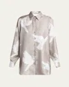Stella Mccartney Dove Print Button Down Silk Blouse