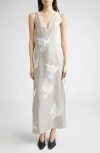 Stella Mccartney Dove Print Lace Trim Silk Slip Dress In Mud