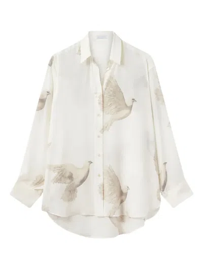 Stella Mccartney Dove-print Silk Shirt In White
