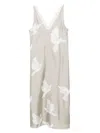 Stella Mccartney Dove Print Lace Trim Silk Slip Dress In Grau