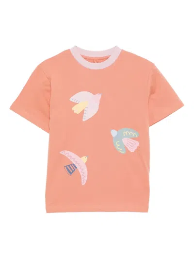 Stella Mccartney Kids' Dove-print T-shirt In Orange