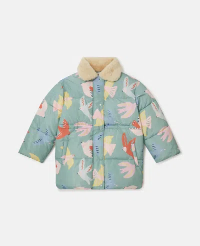 Stella Mccartney Dove Print Teddy Collar Puffer Coat In Multi
