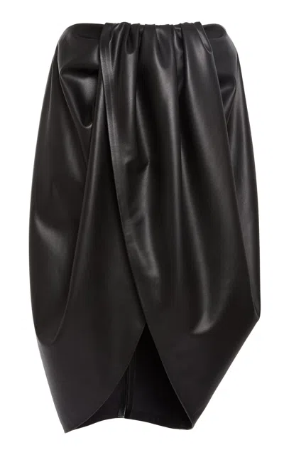 Stella Mccartney Draped Altermat Vegan Leather Midi Skirt In Black