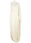 Stella Mccartney Draped Asymmetric Satin-crepe Gown In Neutral