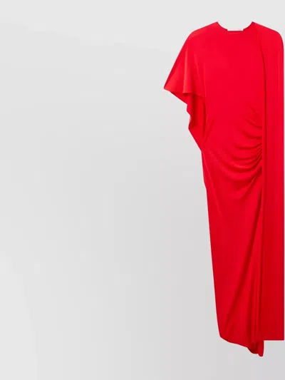 Stella Mccartney Draped Asymmetric Sleeve Gown In Red