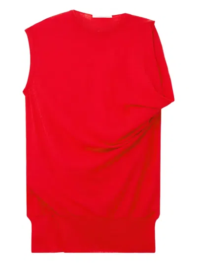 Stella Mccartney Draped Asymmetric Top In Red