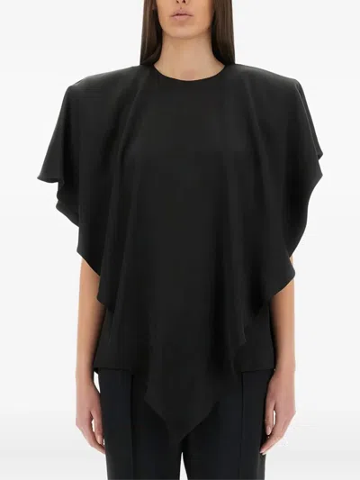 Stella Mccartney Asymmetric Layered Lightweight Satin Blouse In Black