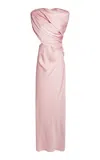 Stella Mccartney Draped Cape-detailed Satin Gown In Pink
