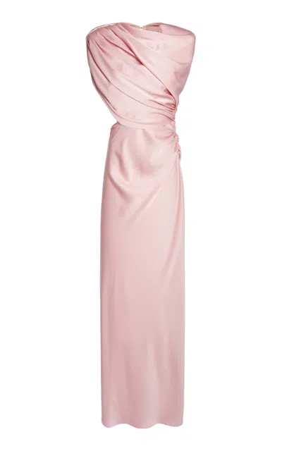 Stella Mccartney Draped Cape-detailed Satin Gown In Light Pink