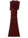 Stella Mccartney Draped Cape Gown In Burgundy
