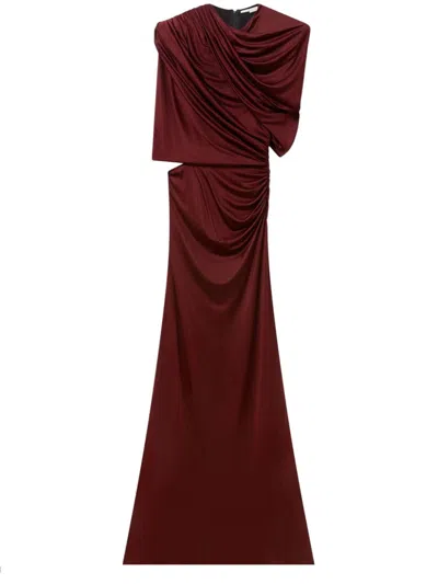 Stella Mccartney Draped Cape Gown In Burgundy