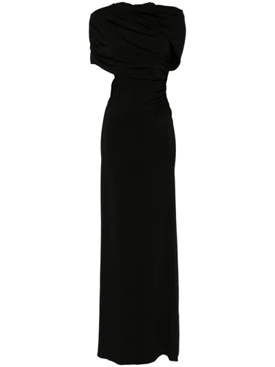 Stella Mccartney Draped Jersey Cape Gown In Black