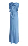 Stella Mccartney Draped Cape Gown In Blue