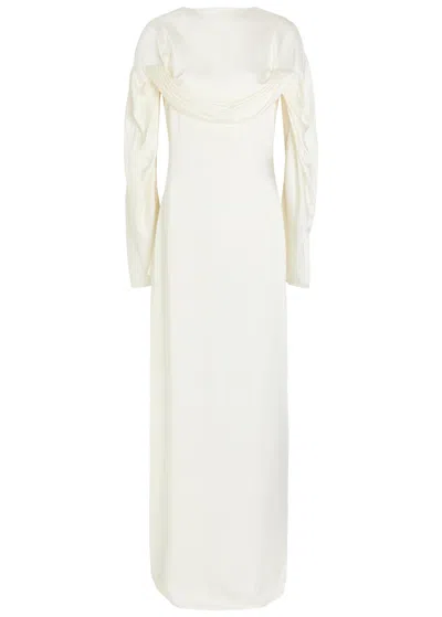 Stella Mccartney Draped Cape-effect Satin-crepe Gown In White